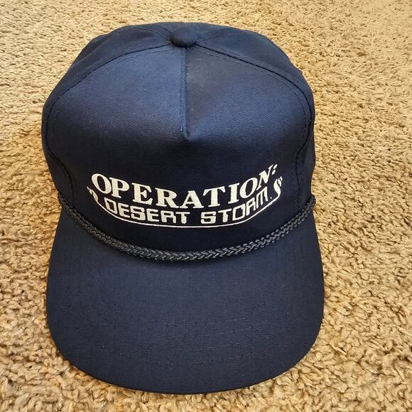 Vtg Operation Desert Storm Hat Blue Rope Snapback Cap Iraq Trucker 90s Military - Picture 1 of 11